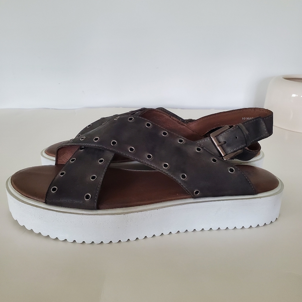 ROAN by BED STU Sz 10 HALI Criss Cross Leather Upper Platform Sandals Buckle - Picture 14 of 14